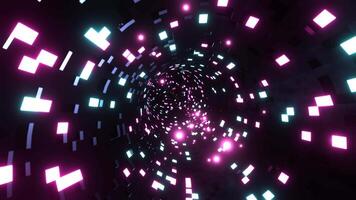 Cyan and Pink Beautiful Neon Sci-Fi Torus Tunnel Background Vj Loop I 4K video