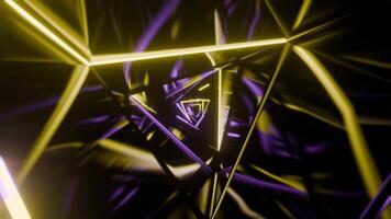 Purple and Yellow Triangular Spiral Neon Tunnel Background Vj Loop I 4K video