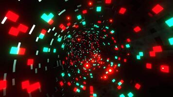Turquoise and Red Beautiful Neon Sci-Fi Torus Tunnel Background Vj Loop I 4K video