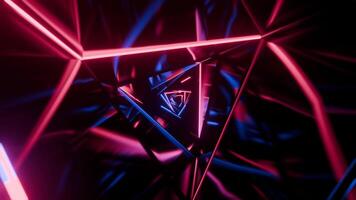Blue and Pink Triangular Spiral Neon Tunnel Background Vj Loop I 4K video