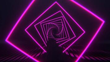 Pink Square Neon Spiral Tunnel Background Vj Loop I 4K video
