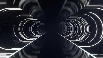 White Sci-Fi Neon Tunnel Background Vj Loop I 4K video