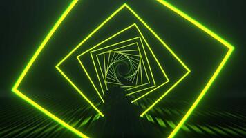 Light Green Square Neon Spiral Tunnel Background Vj Loop I 4K video