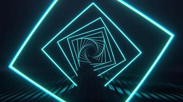 Cyan Square Neon Spiral Tunnel Background Vj Loop I 4K video