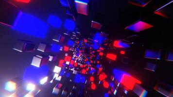 Blue and Red Vibrant Sci-Fi Neon Tunnel Background Vj Loop I 4K video