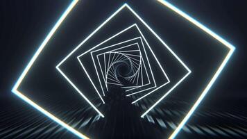 White Square Neon Spiral Tunnel Background Vj Loop I 4K video
