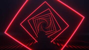 Red Square Neon Spiral Tunnel Background Vj Loop I 4K video