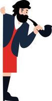 Bearded Man Peeking Pipe Smoking peeking, St. Andrews Day vector