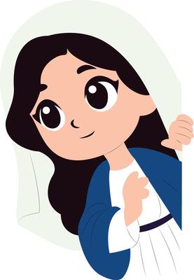 Virgin Mary Peeking Cartoon Illustration