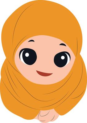 Smiling Girl Orange Hijab Cartoon peeking, Eid al-Fitr