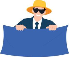 Man peeking behind board, happy Australia day vector