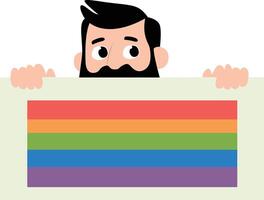 Man Equality Day Marcher peeking from above with Flag vector
