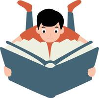 Boy with book happy book lovers day reader vector