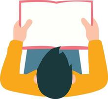 man reading book on top view happy nook lover day reader vector