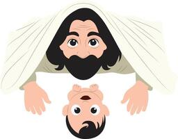 Man Praying Humble Robe Ground Posture vector