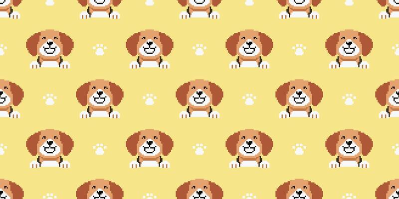 Pixel art beagle dog seamless pattern background