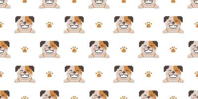 Pixel art bulldog seamless pattern background vector