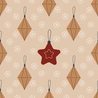 Christmas tree decoration, retro seamless pattern. Hand drawn Christmas decoration with snowflakes. Pattern in swatches. For fabric, wrapping paper and other decoration vector