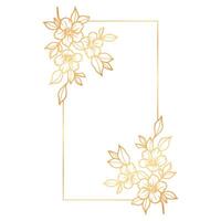 Golden floral frame with leaves vector