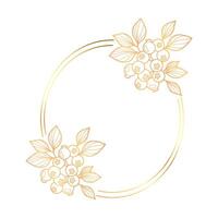 Golden frame with flowers and leaves on a white background vector