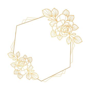 A flower frame with a hexagonal shape vector