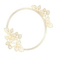Golden roses in a circle frame vector