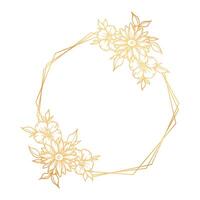 Golden floral frame with geometric shapes vector
