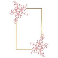 A flower frame with a gold frame and red flowers vector