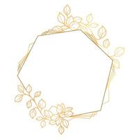 Golden frame with leaves vector