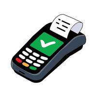 POS icon. Isometric payment terminal illustration for web design, isolated on white background. vector