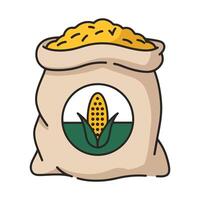Corn Icon Illustration in Flat Design Style. image of a yellow corn cob with green husk, ideal for food-related designs, agriculture themes, and organic product visuals. vector