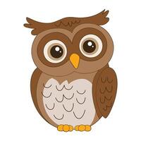Surprised Owl Illustration. Flat of a cute forest owl with a surprised expression. Perfect for children designs and nature themed projects. vector