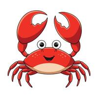 Cute Red Crab Illustration. Children's flat design, isolated on a white background. Ideal for kids' themes, educational materials, and playful projects. vector