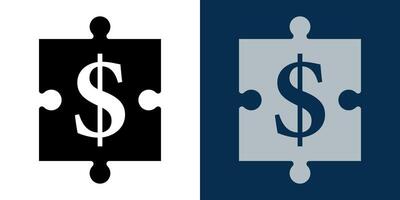 Icon puzzle element with dollar sign. Concept for solving financial problems. Business strategy, financial planning. vector