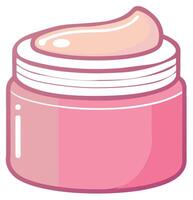Face cream cosmetic product in pink jar sticker isolated on thr white background vector