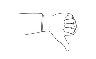 Thumb down in one continuous line. Symbol of evil. Negative gesture showing dislike in a one-line style . editable stroke vector