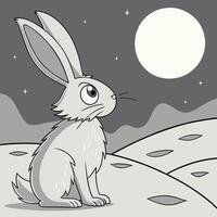 A rabbit with a full moon in the background vector
