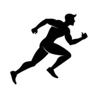 A silhouette of a man running in a black and white vector