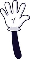 Cartoon hand featuring five open fingers, expressing a cheerful greeting or voting gesture, set against a clean white background, adding a playful touch to communication vector