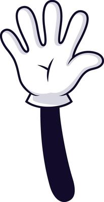 Cartoon hand featuring five open fingers, expressing a cheerful greeting or voting gesture, set against a clean white background, adding a playful touch to communication