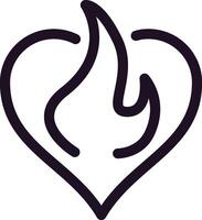 Heart shaped flames embodying burning love and passion, featuring a hand drawn illustration that captures the essence of romance and desire in a strikingly simple design vector