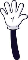 Cartoon hand wearing a white glove and showing number five gesture, isolated on a white background, ideal for educational and entertainment purposes vector