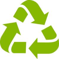 Green recycle symbol with three arrows forming a Mobius strip, conveying a message of sustainability, circular economy and resource efficiency vector