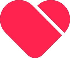 Minimalist illustration of a red split heart symbolizing a broken heart or the end of a relationship, conveying feelings of sadness and heartbreak vector