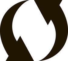 Circular economy concept, two black arrows rotating and forming a circle on a white background, representing the concept of recycling, reuse and waste reduction vector