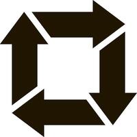 Four dark arrows creating a continuous square cycle, representing a closed loop system and illustrating concepts of infinite processes and circular economies vector