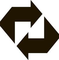Two black arrows rotating in a continuous motion, forming a square that symbolizes concepts such as exchange, refresh, synchronization, and loop processes vector