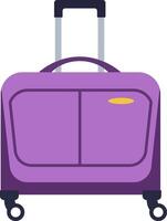 Purple rolling suitcase featuring a retractable handle and smooth wheels, perfect for business trips or leisurely vacations, providing exceptional portability and convenience for travelers vector