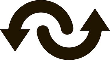 Two curved black arrows are rotating and pointing in opposite directions, creating a dynamic visual representation of exchange, process, or movement vector