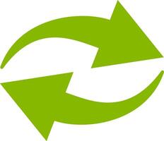Two bright green arrows are rotating and creating a circular motion, symbolizing concepts like refresh, update, reload, repeat, and circular economy vector